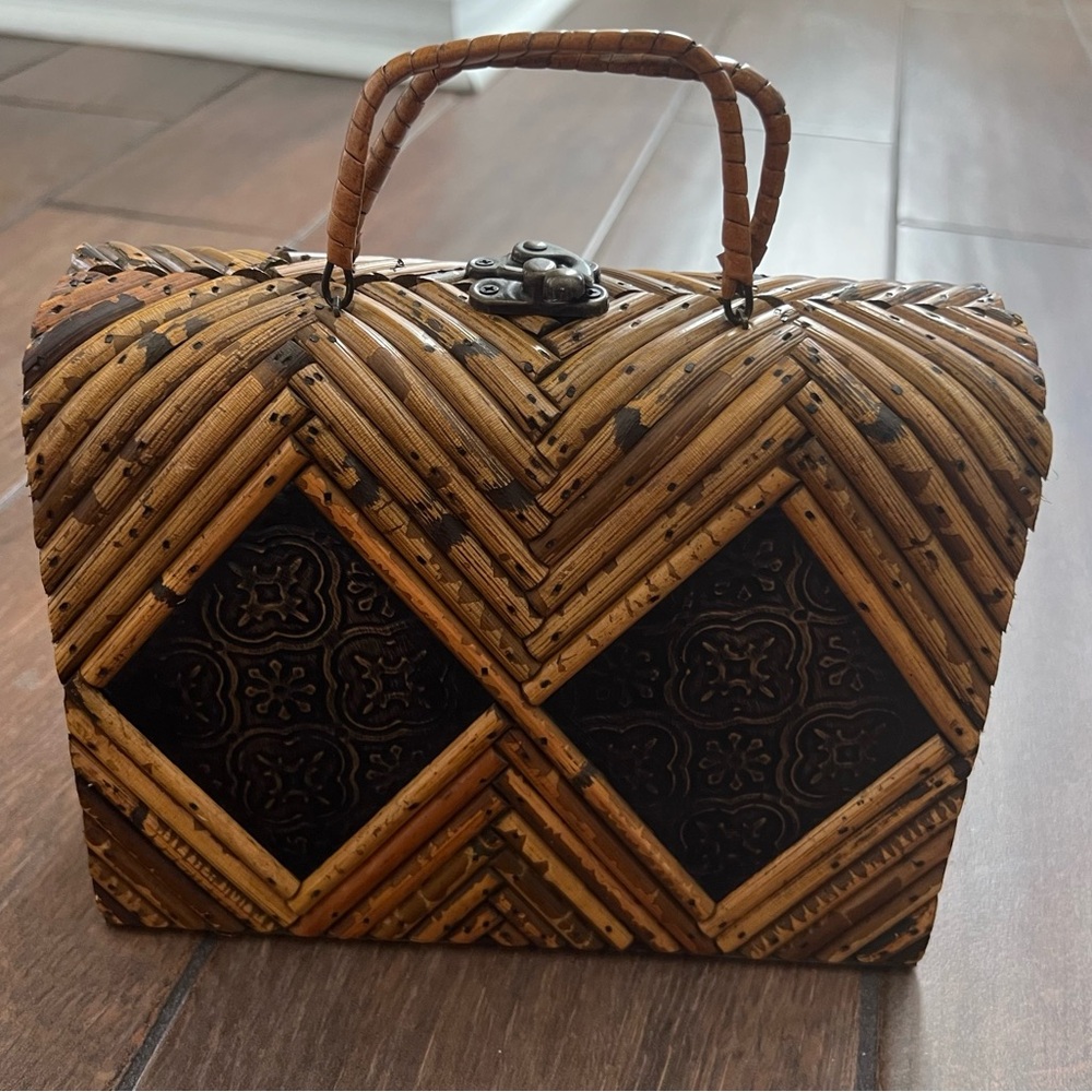 Vintage Boho Wooden Clutch Bag